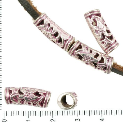8pcs antique ton argent rose patine laver de grandes trou tube européenne pandora style creux de la  sku-36610