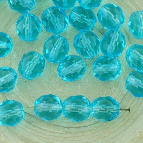 20pcs cristal aigue-marine bleu clair ronde à facettes feu poli entretoise de verre tchèque perles d sku-34652