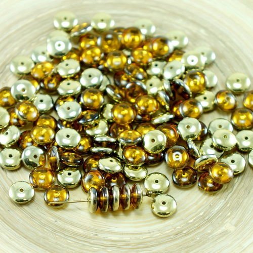 60pcs cristal de topaze en or jaune demi-verre tchèque disque rondelle perles solo plat espaceur un  sku-27364