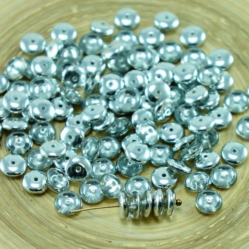 60pcs crystal metallic silver demi-verre tchèque disque rondelle perles solo plat espaceur un trou d sku-27368