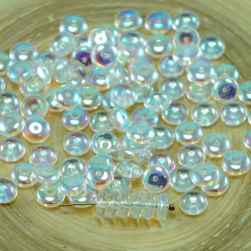 60pcs crystal ab mariage verre tchèque disque rondelle perles solo plat espaceur un trou de 6mm sku-27371