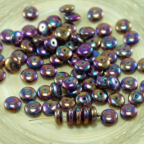 60pcs métallique iris violet verre tchèque disque rondelle perles solo plat espaceur un trou de 6mm sku-27373