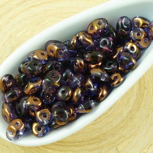 20g de cristal violet indigo sombre de la moitié de bronze lustre superduo verre tchèque perles de r sku-35889