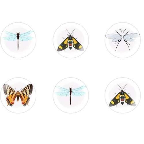 6pcs x 20mm main rond en forme de dôme verre tchèque en de cabochon insectes s3t87 sku-19895