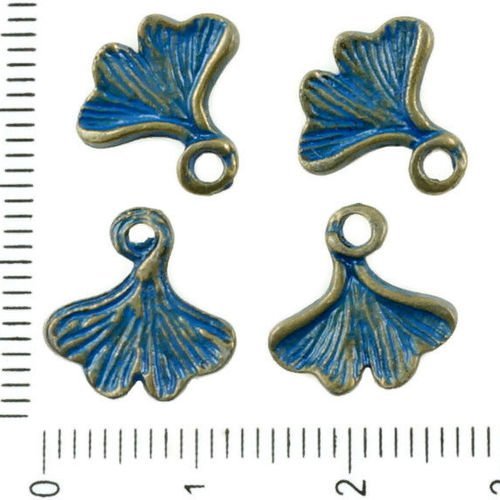 14pcs bronze antique tons de bleu patine laver de petites feuilles de palmiers des pendentifs charms sku-36552