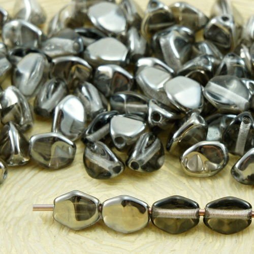 60pcs crystal foncé argent métallisé demi-pincée bicone à facettes entretoise tchèque perles de verr sku-32067