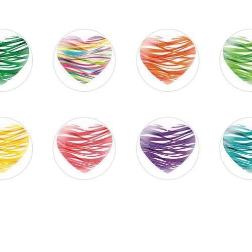 12pcs x 10mm main ronde verre tchèque en forme de dôme cabochons multicolores coeurs saint-valentin  sku-20497