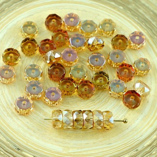 60pcs cristal jaune celsian tchèque en verre à facettes disque rondelle perles rondes plates pièce d sku-29193