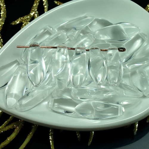 Grand cristal clair verre tchèque poignard perles feuille plate de 17mm x 7mm 24pcs sku-21424