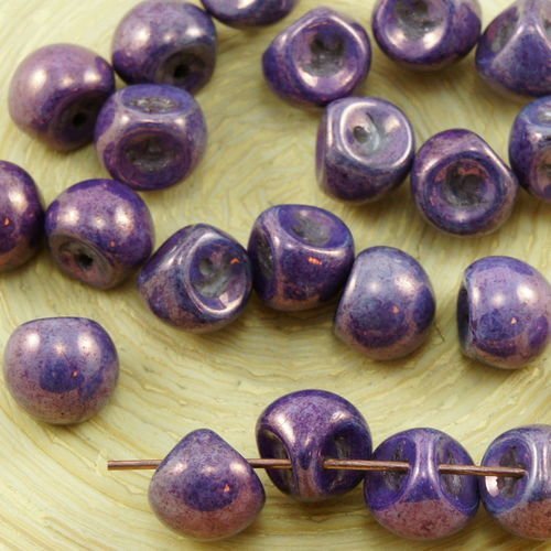 12pcs vega violet lustre champignon bouton de verre tchèque perles de 9mm x 8mm sku-30907