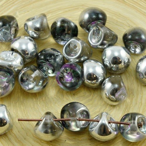 12pcs crystal silver metallic violet clair dichroïque vitrail de la moitié des champignons bouton de sku-30922