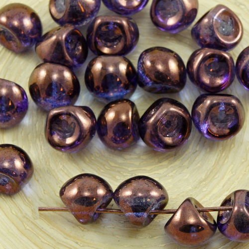 12pcs cristal vega violet lustre champignon bouton de verre tchèque perles de 9mm x 8mm sku-30924
