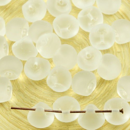 12pcs mat cristal dépoli blanc de champignon bouton de verre tchèque perles de 9mm x 8mm sku-30926