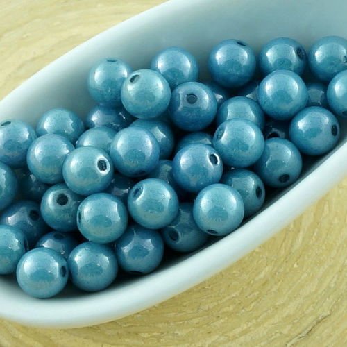 100pcs gris bleu lustre rond druk verre tchèque pressé perles de petite entretoise de 4mm sku-31039
