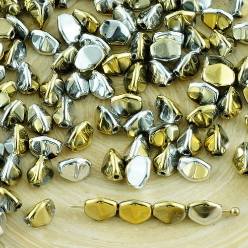 60pcs metallic or en californie argent pincée de verre tchèque entretoise bicone à facettes perles 5 sku-31124