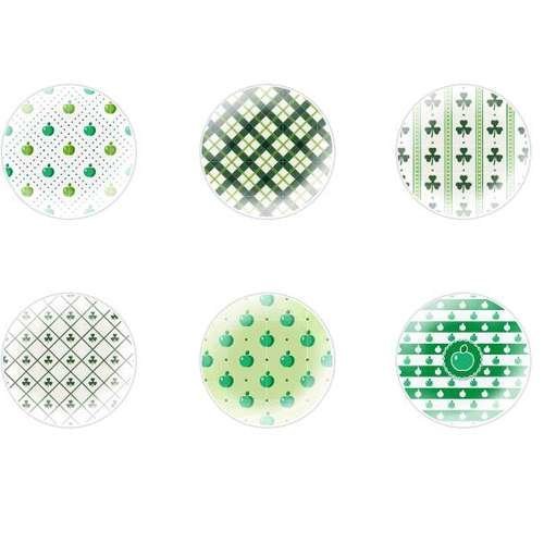 6pcs x 20mm main rond en forme de dôme verre tchèque en de cabochon vert motifs s3t430 sku-23211