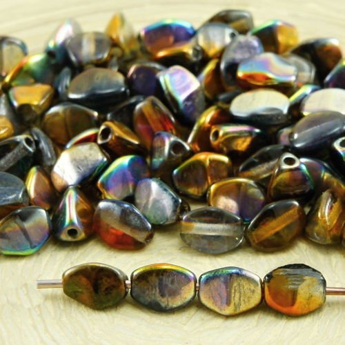 60pcs cristal métallique magique orange gris demi-pincée bicone à facettes entretoise tchèque perles sku-32077