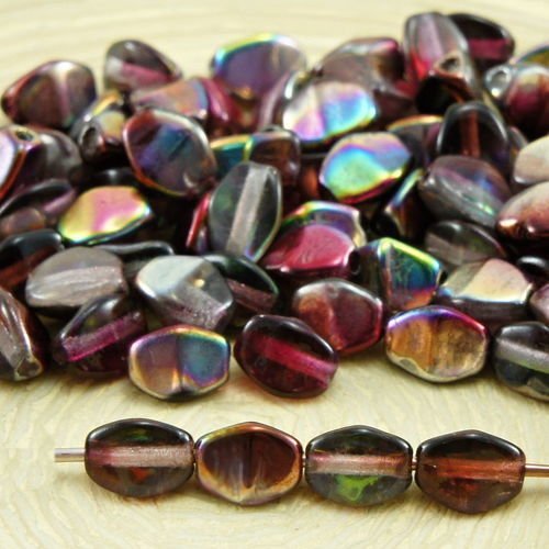60pcs cristal métallique magie rouge brun demi-pincée bicone à facettes entretoise tchèque perles de sku-32089