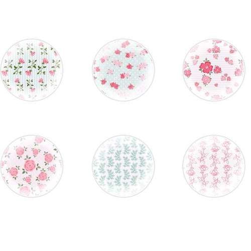 6pcs x 20mm main rond en forme de dôme verre tchèque en de cabochon de motifs floraux 4 s3t563 sku-23992