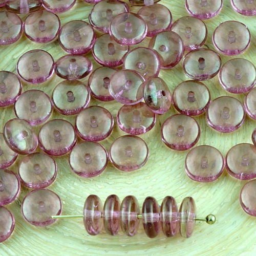 60pcs cristal violet valentine rose disque plat rond de rondelle d'écartement en solo un trou de ver sku-32190