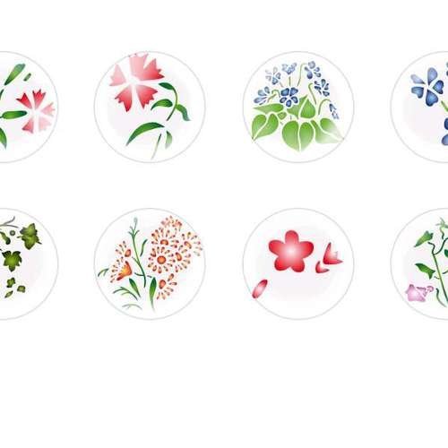 12pcs x 12mm main ronde verre tchèque en forme de dôme cabochons fleurs 70 s7t288 sku-24348