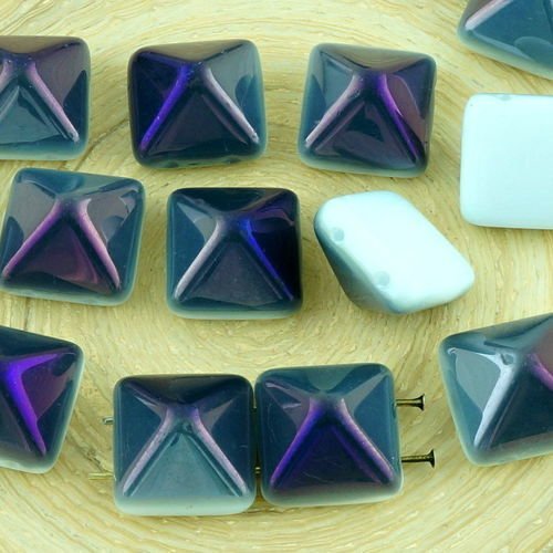 8pcs blanc albâtre violet marron dichroïque vitrail de la moitié de grands carrés pyramide goujon 2  sku-32554