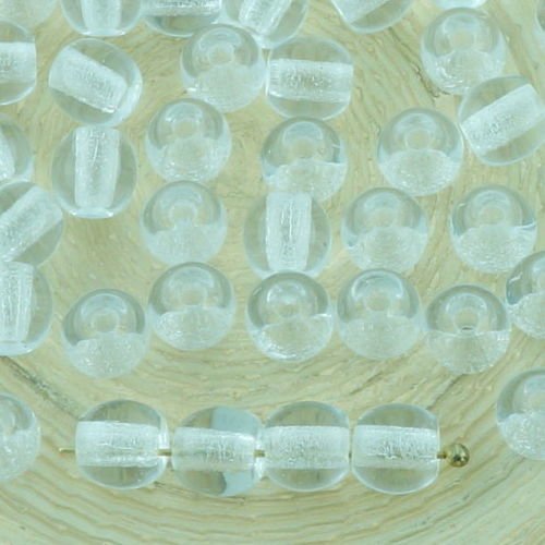 50pcs crystal clear grand trou rond entretoise de verre tchèque perles de 6mm sku-32862