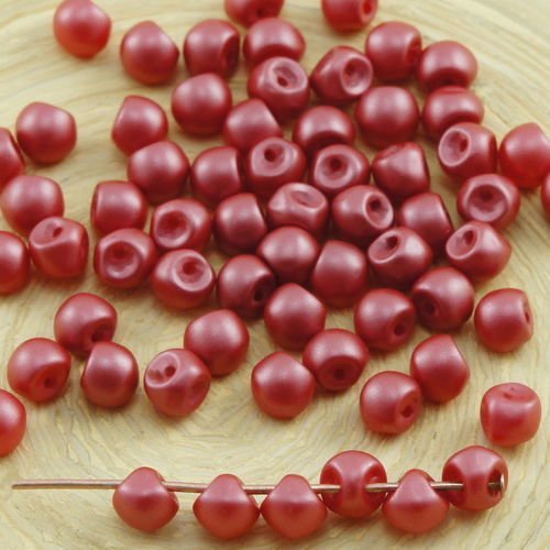 60pcs nacré rouge bordeaux de la barbe à papa le plus petit champignon bouton tchèque perles de verr sku-31055