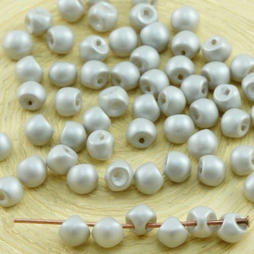 60pcs nacré gris argent cotton candy le plus petit champignon bouton tchèque perles de verre de 4 mm sku-31068