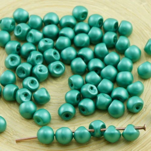 60pcs nacré vert émeraude de la barbe à papa le plus petit champignon bouton tchèque perles de verre sku-31080