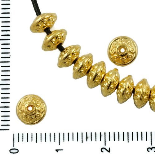 30pcs or antique ton petit entretoise rondelle plate ronde perles de bali tchèque métal conclusions  sku-37470