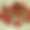 6pcs rustique picasso opaque rouge corail tchèque verre plat sculpté à la table de coupe de la croix sku-27292