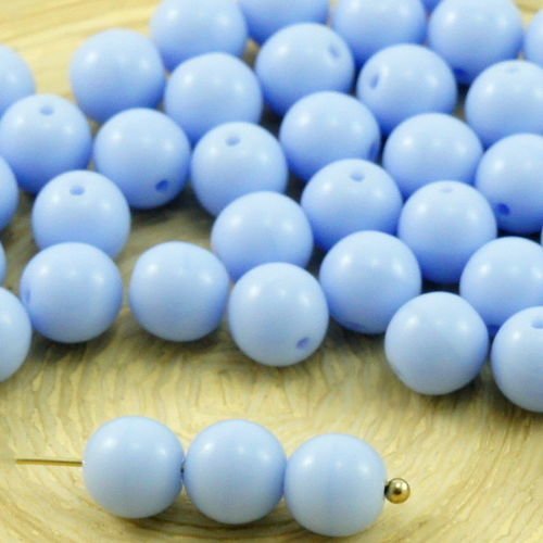 40pcs opaque bleu clair violet rond druk verre tchèque pressé perles de 6mm sku-31919