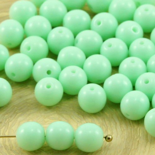 40pcs opaque lumière du rond vert druk verre tchèque pressé perles de 6mm sku-31924