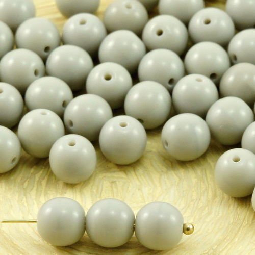 40pcs opaque gris clair tour druk verre tchèque pressé perles de 6mm sku-31925