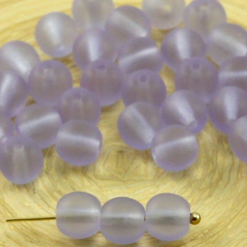 40pcs matte crystal alexandrite violet givré rond druk verre tchèque pressé perles de 6mm sku-31931