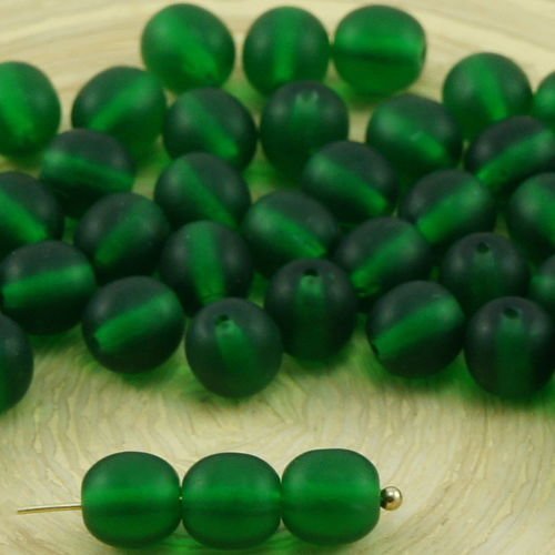 40pcs matte crystal arbre de noël chrysolite vert givré rond druk verre tchèque pressé perles de 6mm sku-31932