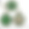 2pcs tchèque vert turquoise patine antique ton argent pendentif rond cabochon paramètres de fleur lu sku-34280