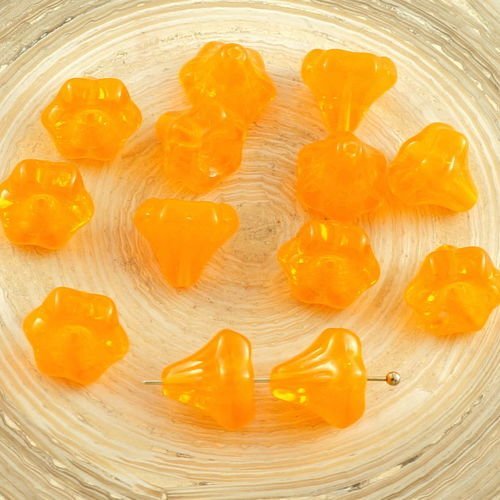 12pcs en cristal d'opale jaune orange halloween verre tchèque bell fleur perle caps 9mm x 9mm sku-30252