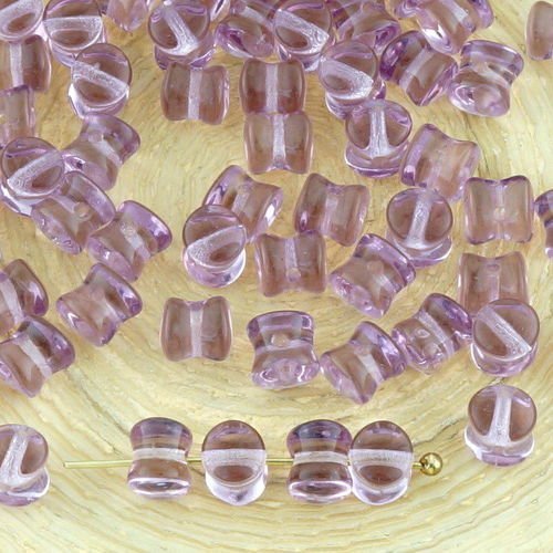 60pcs cristal violet pellet preciosa diablo dogbone tchèque perles de verre de 4mm x 6mm sku-32517