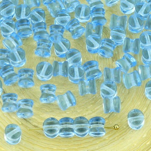 60pcs léger en cristal de saphir bleu clair pellet preciosa diablo dogbone tchèque perles de verre d sku-32524
