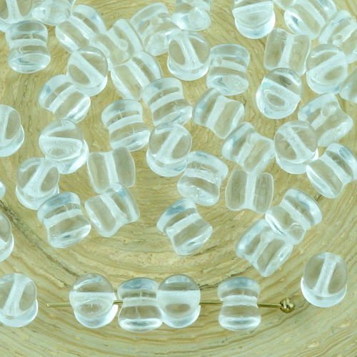60pcs cristal clair pellet preciosa diablo dogbone tchèque perles de verre de 4mm x 6mm sku-32527