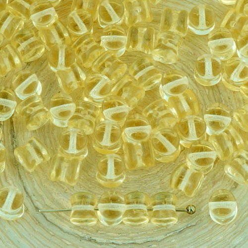 60pcs léger en cristal de topaze jaune pellet preciosa diablo dogbone tchèque perles de verre de 4mm sku-32531
