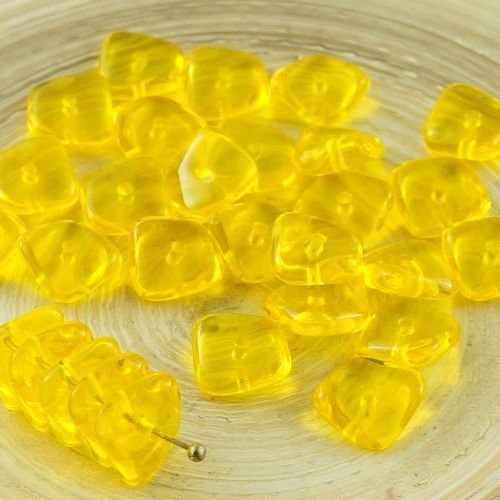 20pcs cristal ambre jaune plat agité carré puce rondelle de verre tchèque perles de 10mm x 4mm sku-30684