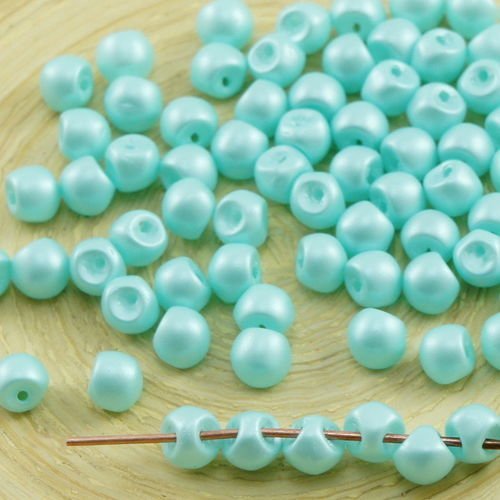 60pcs nacré bleu turquoise de la barbe à papa le plus petit champignon bouton tchèque perles de verr sku-31058