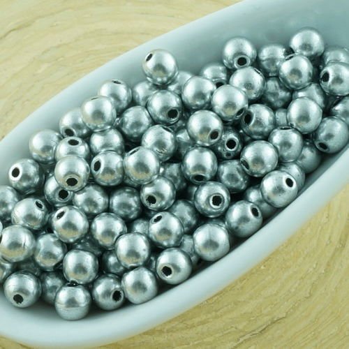100pcs métallique mat aluminium argent ronde verre tchèque perles de petit écarteur 3mm sku-31194