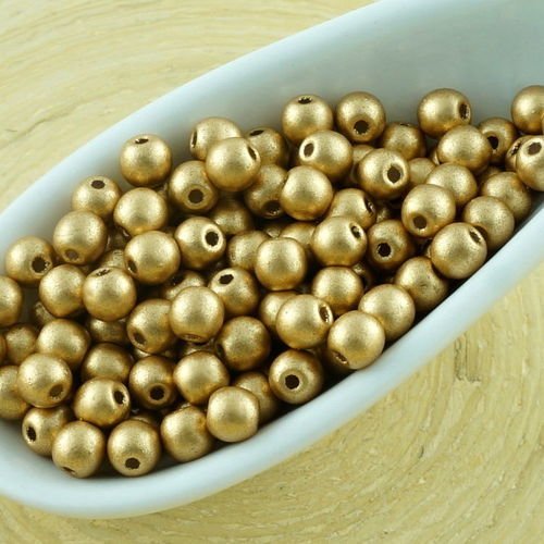 100pcs métallique mat bronze or pâle ronde verre tchèque perles de petit écarteur 3mm sku-31195