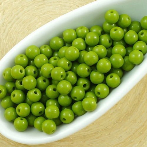 100pcs opaque de l'olivine vert olive ronde druk entretoise de semences de verre tchèque perles de 3 sku-35474
