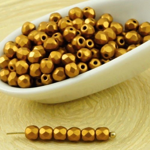 100pcs métallique mat bronze or ronde à facettes feu poli verre tchèque perles de petit écarteur 3mm sku-31878