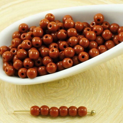 100pcs opaque brun chocolat ronde verre tchèque perles de petite entretoise de graines de rocailles  sku-31663
